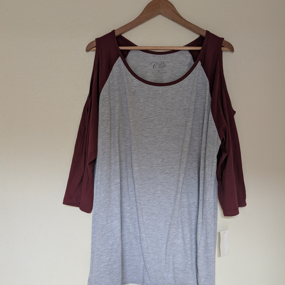 Cold Crush Gray and Burgundy Long Sleeve Top